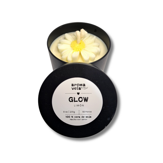 Vela aromática GLOW de 8oz Limón - Cera de soja NATURAL