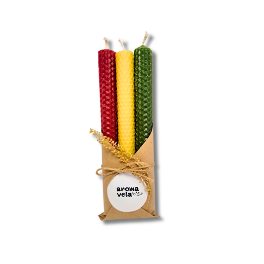 Velas de Miel - Cera de abeja natural 20 cm PACKx3