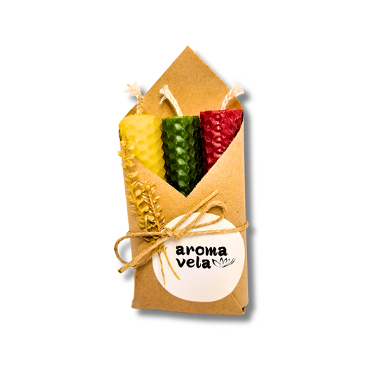 Velas de Miel - Cera de abeja natural 10 cm PACKx3